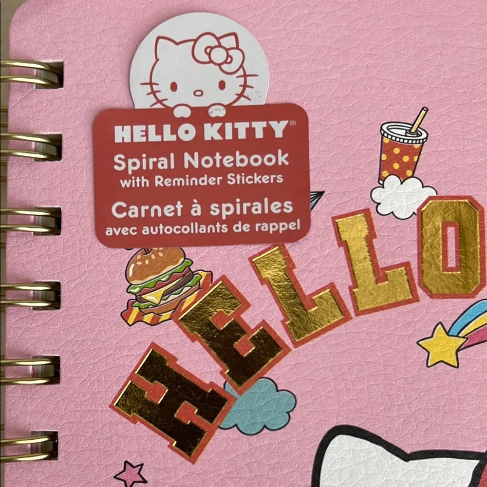 Hello Kitty Pink Spiral Notebook with Gold Accents